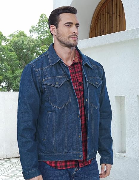 Men's Flannel Lined Denim Jackets Cowboy Cut