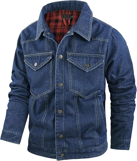 Men's Flannel Lined Denim Jackets Cowboy Cut