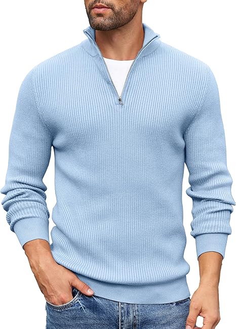 Mens Quarter Zip Jumper Knitted Turtleneck
