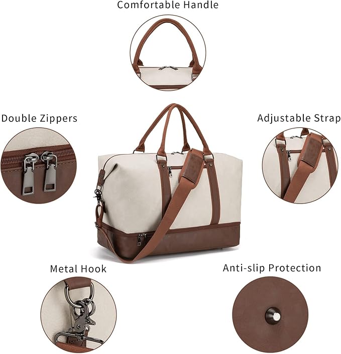 Travel Bag with Shoe Pouch,Weekender Overnight Bag Carry On Bag